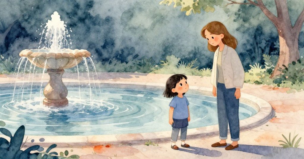 黃昏時分，橄欖與道恩並肩站在寧靜公園中，水面波光粼粼，溫柔光影營造出安詳結局。