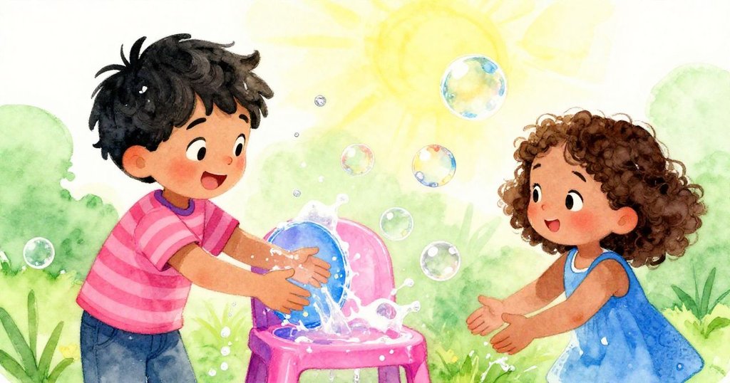 格倫與雅拉因成功沖洗出椅面而開心慶祝，笑容燦爛，水流輕柔澆灌椅子，情節邁向圓滿解決