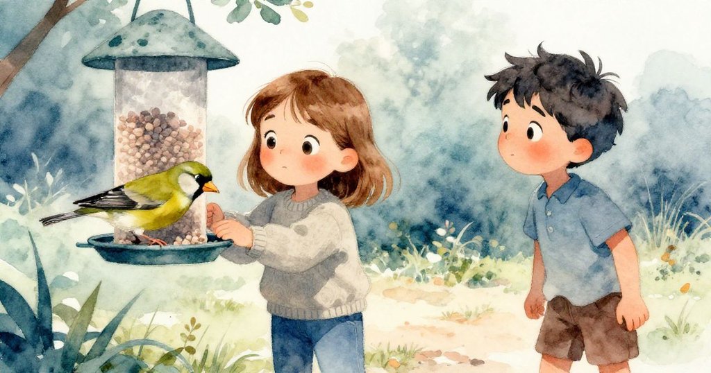 平靜結局中，綠色小鳥重新降落在整理好的餵食盤旁啄食，而Hazel與Felix互望一笑，場景散發著溫馨寧靜的自然光影。