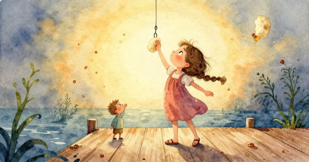 Petra膝蓋著地檢查誘餌盒，用手指捏弄黏稠麵糰，神情既專注又帶一絲緊張。