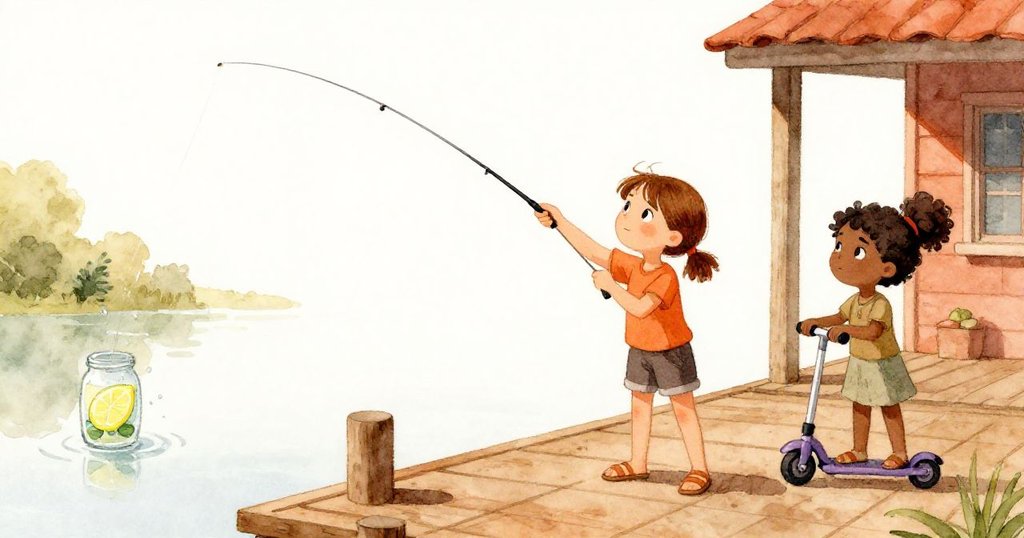 在柔和黃昏中，Petra忙於碼頭工作，而遠處Dinah在家門前觀察著凝露滴落的檸檬水瓶，暗示故事仍在繼續。