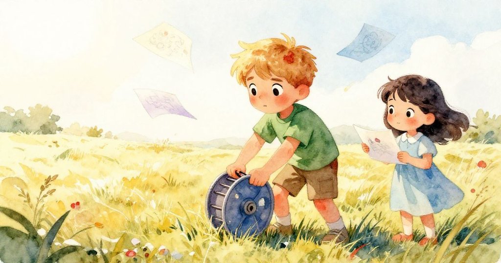 加雷斯穩住傾斜轉軸，法伊蹲著記錄景色，風吹草動映出故事開端溫暖活潑氣氛