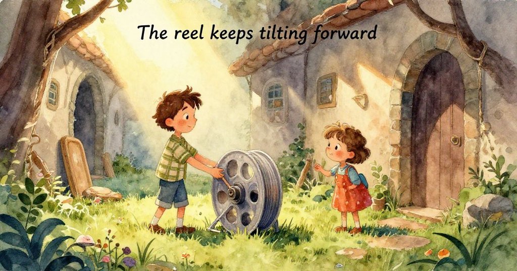 加雷斯緊握塑料捲筒，空曠背景襯托風勢捲動，展現故事發展中緊張氛圍