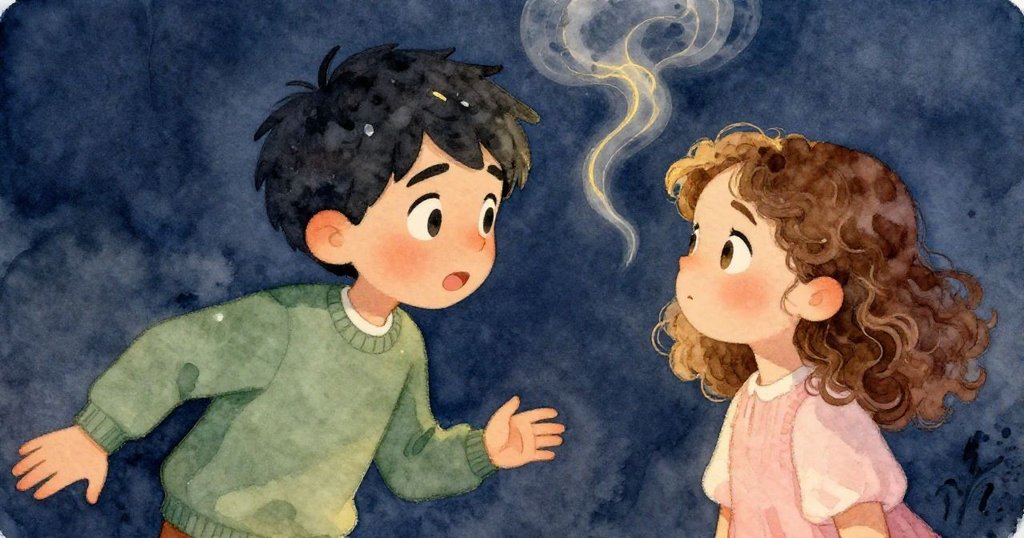 索倫後退雙手攤開，哈澤爾與他深情互望，神色中透露出期待與平靜，煙霧纏繞營造緊張瞬間。