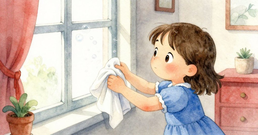 花拉專注調整玻璃,用布塊輕撥釋放細小氣泡,神情堅毅呈現室內魔幻細節