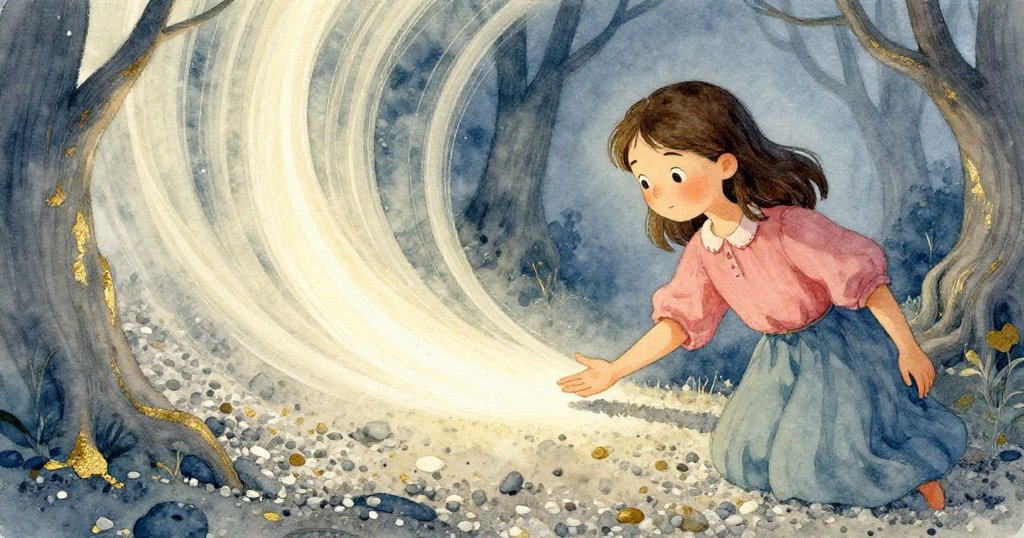 艾達以傾斜角度輕觸中間光條，探索清晰邊緣，樹冠搖曳映襯下呈現出迷人的光影變化。