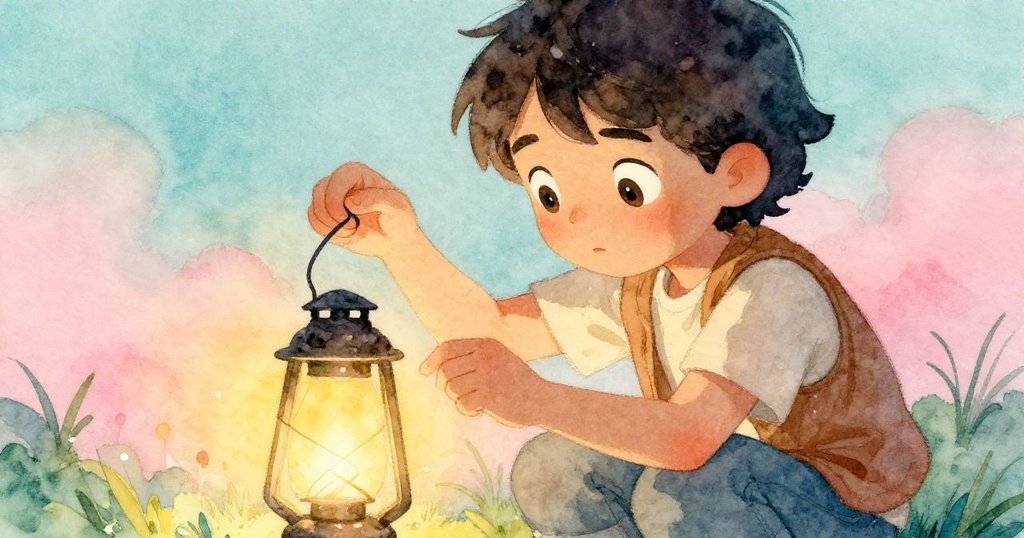 Vesper 面部特寫,專注地用拇指觸碰燈籠彎曲處,流露出既擔憂又決心的情緒