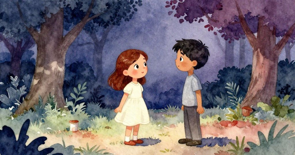 在夕光與記憶色調下,Ruby與Hugo攜手合作,場景呈懷舊柔和之感,背景流露著公園往昔溫暖韻味。