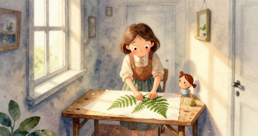 透過窗戶見到園丁修剪綠籬，塔拉鞋邊的小樹枝巧妙點綴室內場景，自然與家居氛圍完美融合