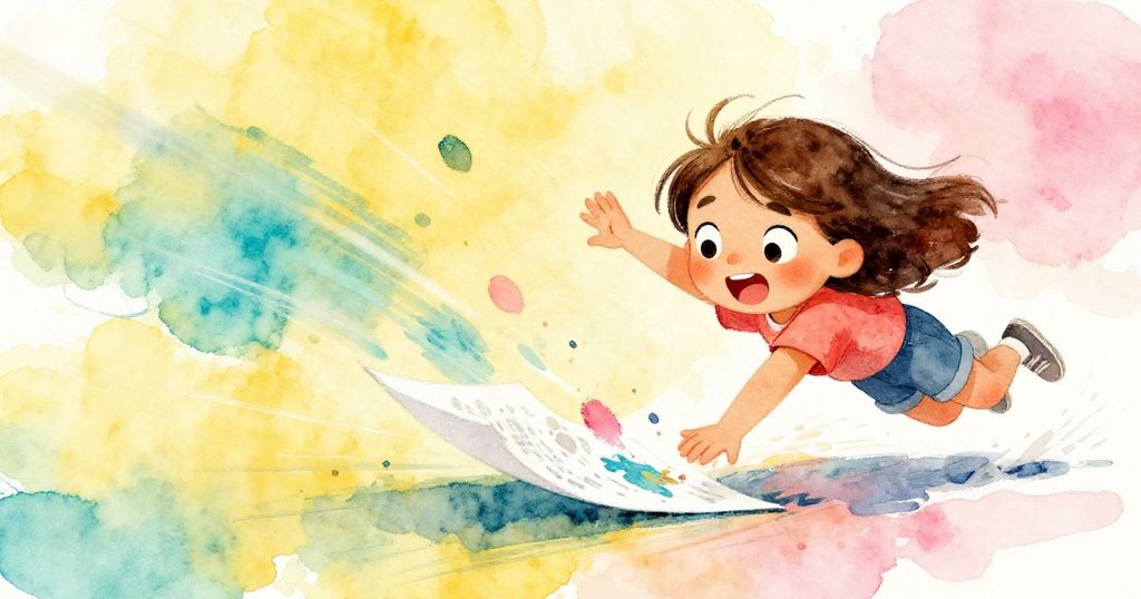 Josie 快速用摺紙輕觸流動墨水，神情專注，動作敏捷，彷彿舞動的改變瞬間，充滿活力。