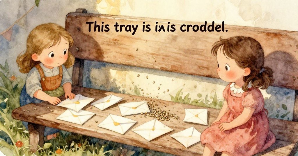 斯特拉專注壓碎一顆小種子，臉上浮現堅毅與好奇，細膩地呈現壓制細微物體的溫柔動作。