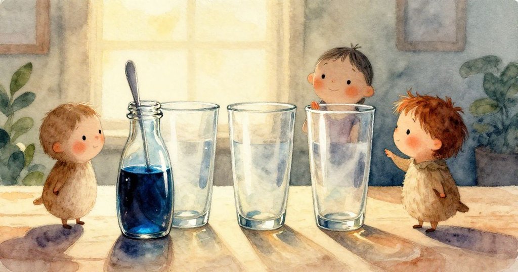 在午後橙色光線下, 中心杯置於窗台, 藍色陰影映在花布上, 紅黃色澤微微閃爍, 呈現時間流動感