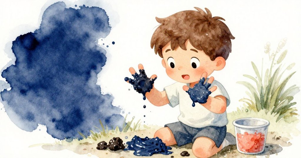 克萊德專注地用手指攪拌乾濕不同的泥土，神情凝重，展示出用心調和以封堵裂縫的內心掙扎。