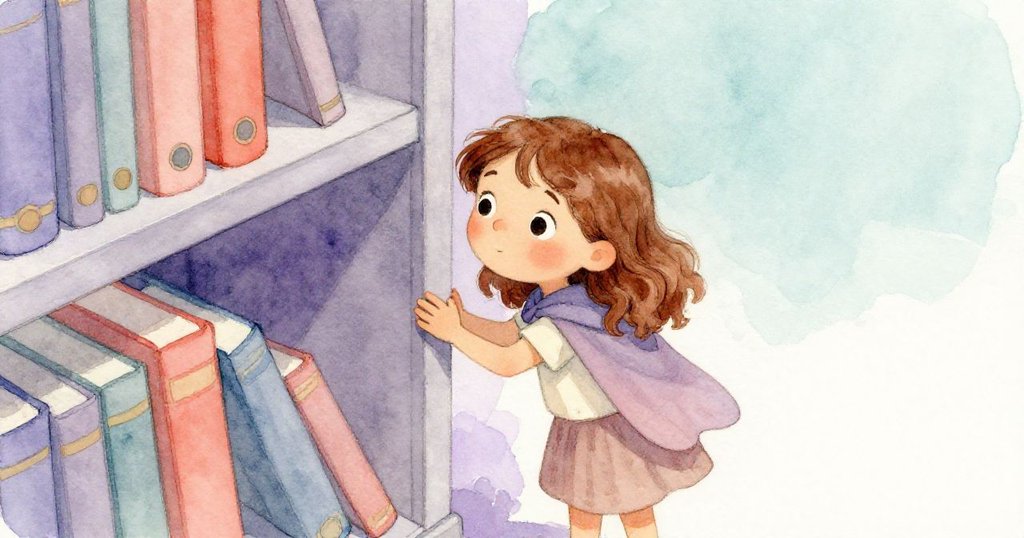 露西婭由高角度俯視櫃背微縫，伸出纖纖雙指探查透現淡紫色物件，神情充滿好奇與輕柔期待。