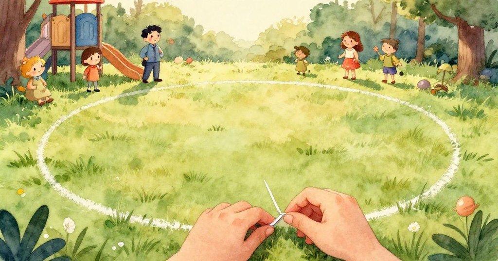 一枚の紙が露に濡れた草原を滑り落ち、光る露が繊細に反射する場面。物語の進行を感じさせる静かな瞬間。