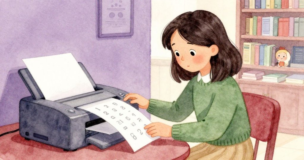따뜻한 회상빛이 감도는 도서관에서 야벳이 노트를 살짝 옮겨 인쇄된 종이의 숨은 숫자를 찾는, 조용하고 결의에 찬 순간을 묘사한다.