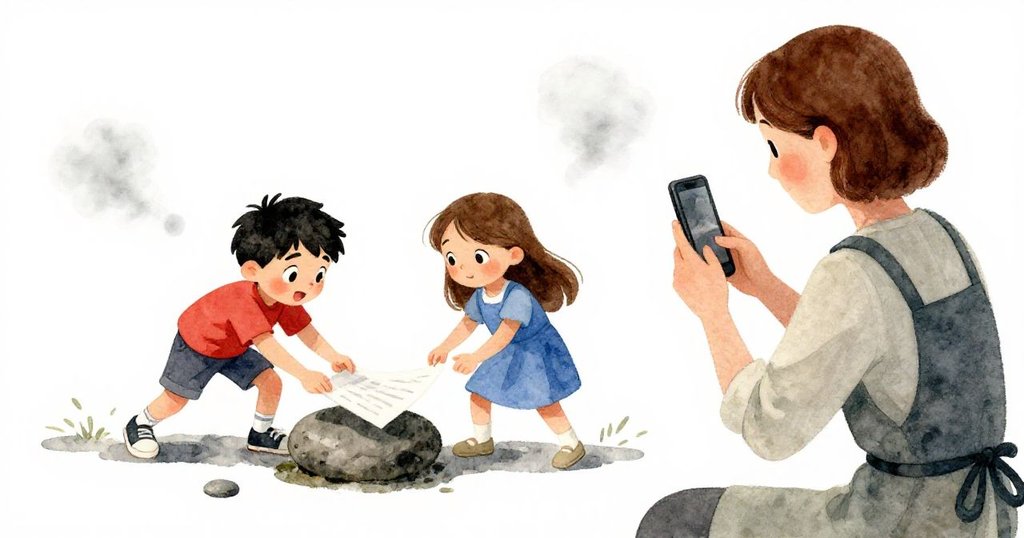 실라스와 아이리스가 돌로 종이를 고정하며 재회하고, 파이어가 휴대폰으로 순간을 기록하며 따뜻한 성취감을 나누는 마무리 장면.