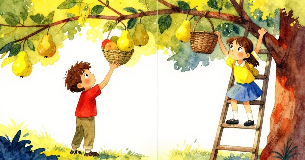 Forrest 固定著梯子，Iris 勇敢攀登，分割畫面展現兩人合作取回懸掛籃子的緊張場面，充滿決心。