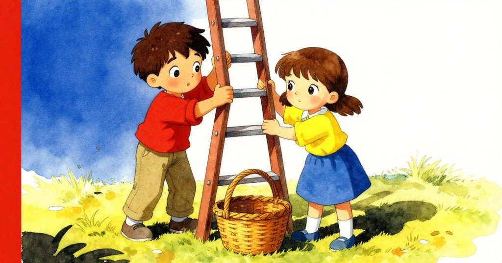 Forrest 精心調整梯子位置，Iris 謹慎整理籃子，兩人皆注視著工作細節，場景洋溢堅定與溫暖決心。