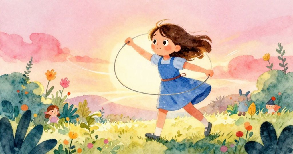 從低角度看向勇敢的Joy，她正旋轉鐵環迎風，小心操作展現堅定與自信神情。