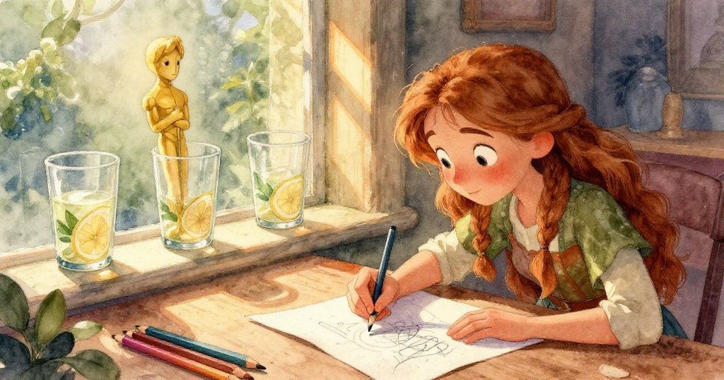 從上方看桌面，毛巾上重疊染色痕跡與三只玻璃杯排列成弧形，形成動態家居美感。