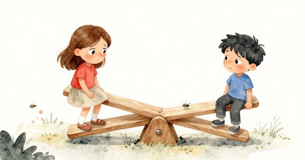 從高角度俯瞰搖搖板，萊安德皺眉聞著微醋氣味，小昆蟲在板上活動，情節進入關鍵階段