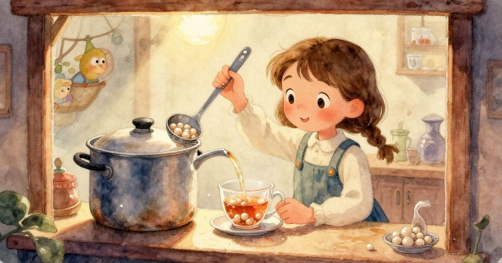 濃厚蒸氣猛然湧出，驚嚇中小飛蛾橫飛，傾斜角度突顯廚房裡動感與驚奇瞬間。