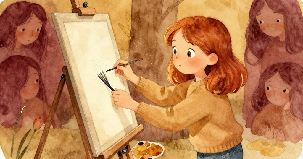 Sage 輕觸畫架鉸鏈,隱藏空隙中塵埃閃爍,圖鉛筆隱約作響,展現展品秘密與柔和情懷。