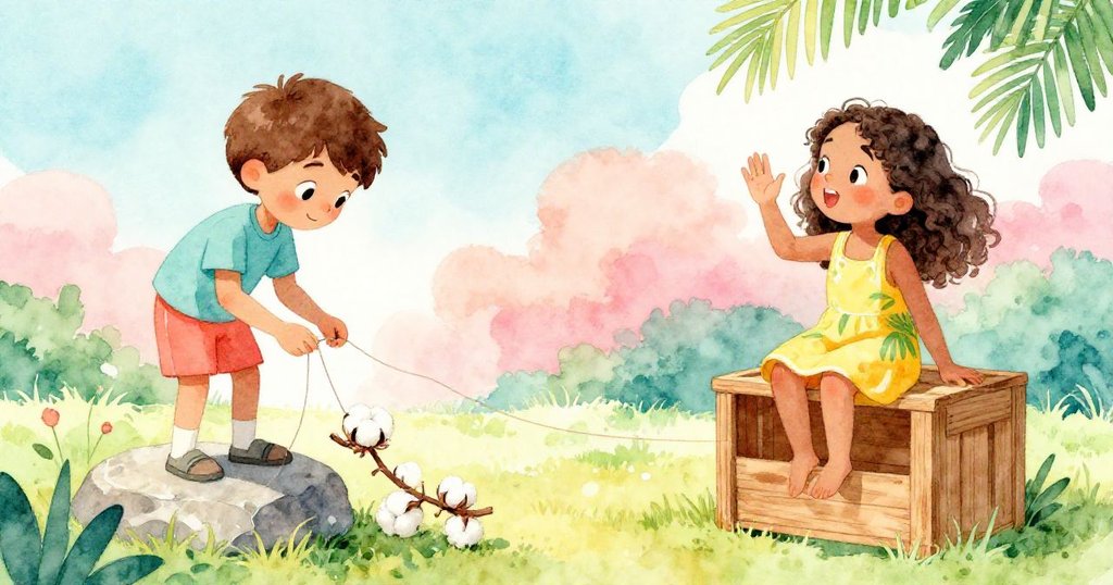 Felix在石上細心引線過細枝，Lyra於木箱上揮手示意，分割畫面下兩人動作協調流露燦爛笑容。