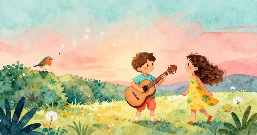 Felix與Lyra完成實驗，棉線共鳴猶如琴弦發聲，知更鳥跳躍樹籬，蒲公英隨風飄落映出溫柔告別。