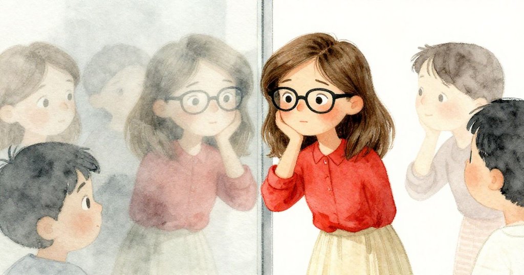 Yvette倚靠玻璃面板，臉上映出溫柔好奇神情，背景顯示飼養區內木屑散落與靜謐動靜