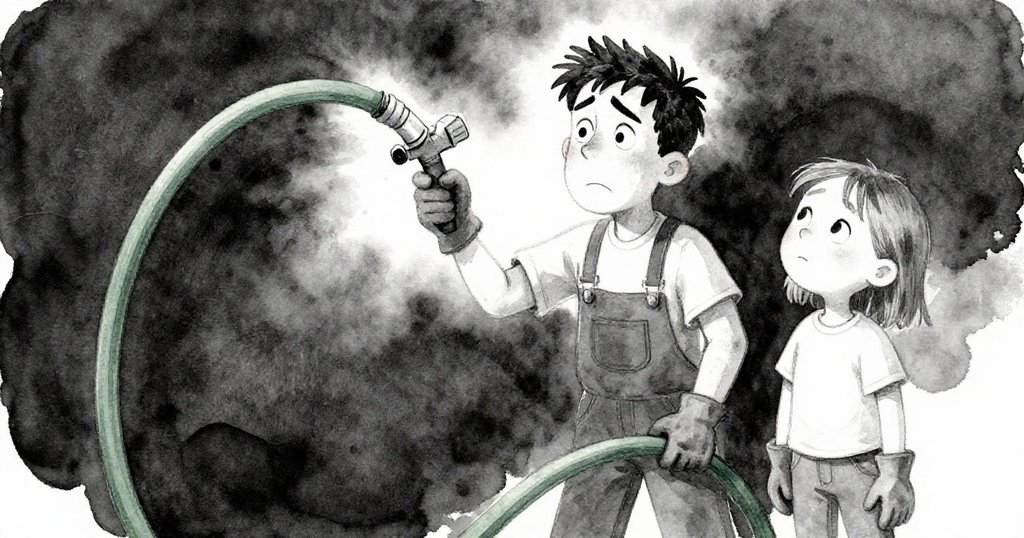 Nolan面露困惑注視彎曲如海馬的水管，Wren在旁密切觀察，傾斜視角呈現動態且充滿細節的情節轉折