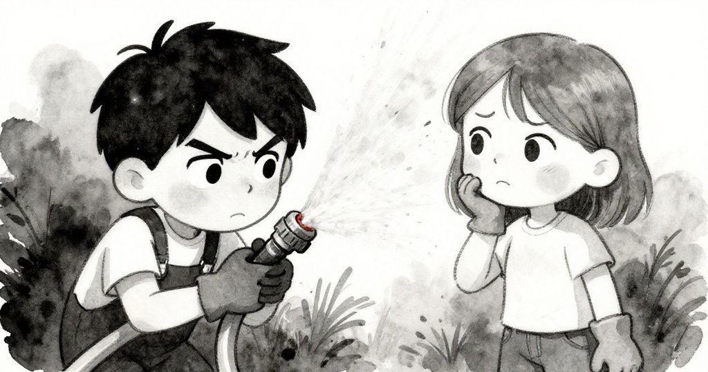 Nolan與Wren凝視故障水管，面容中流露著擔憂與決心，特寫鏡頭凸顯緊張氛圍與細膩情感