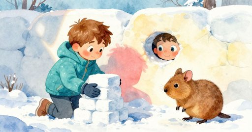 Snow Wall Marked by Green Leaf