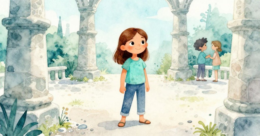 從高處俯瞰露天場景，石塔與碎石層層疊起顯見規律與隱藏結構，格瑞爾的巧手尤隱約可見