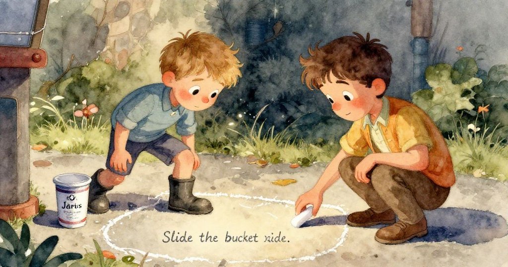 賈維斯專注地用手指處理粉筆碎屑,粉筆重現線條,濕潤混合著柔和光線,情緒認真且充滿好奇。