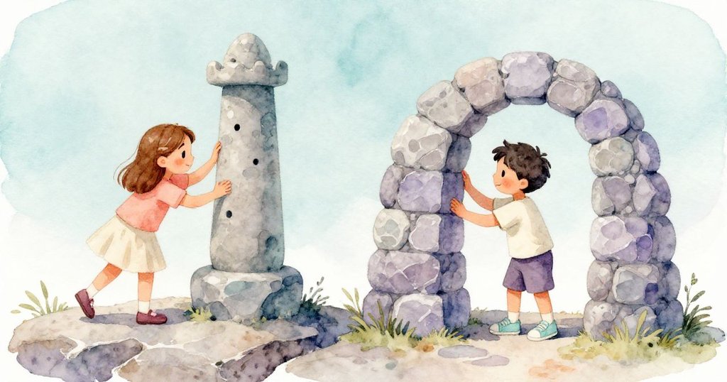 Gwen與Trent分區建塔,左側高細柱右側寬拱,動作明確展現合作中各自的風格與努力。