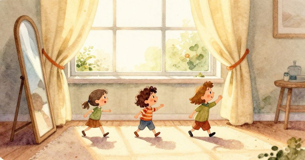 塑膠海豚玩具在書架上近拍，光線彷彿水面漣漪流動，細節呈現魔幻水下感受，情節到達高潮