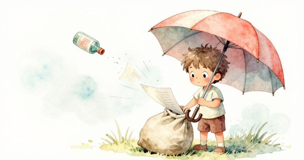 Reese動作靈活地打開傘，傘面散落幾何陰影覆蓋在熱紙上，周圍物件因變化互動出奇趣效果。