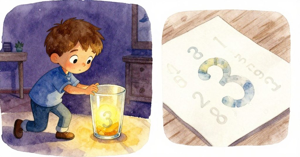 Hollis一邊調整偏移的黃玻璃,一邊目光注視著水滴弄花筆記本上的數字,雙畫面呈現實驗變化。