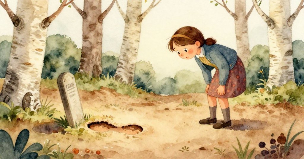 Faye的手輕觸標誌柱，旁邊有深深的足跡，斑駁咖啡杯細節清晰，展示好奇心