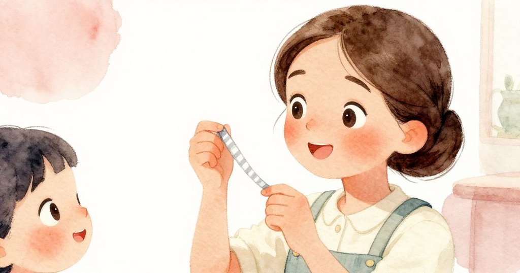 Sable注視絲帶上銀色條紋，臉上露出驚喜笑容，細膩光影襯托出花藝工作台背景，情感瞬間充滿溫馨魅力