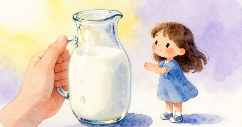 Yara小心舉起牛奶瓶，窗外的溫柔光線在瓶身水珠上閃耀，展現早晨的脆弱美感。