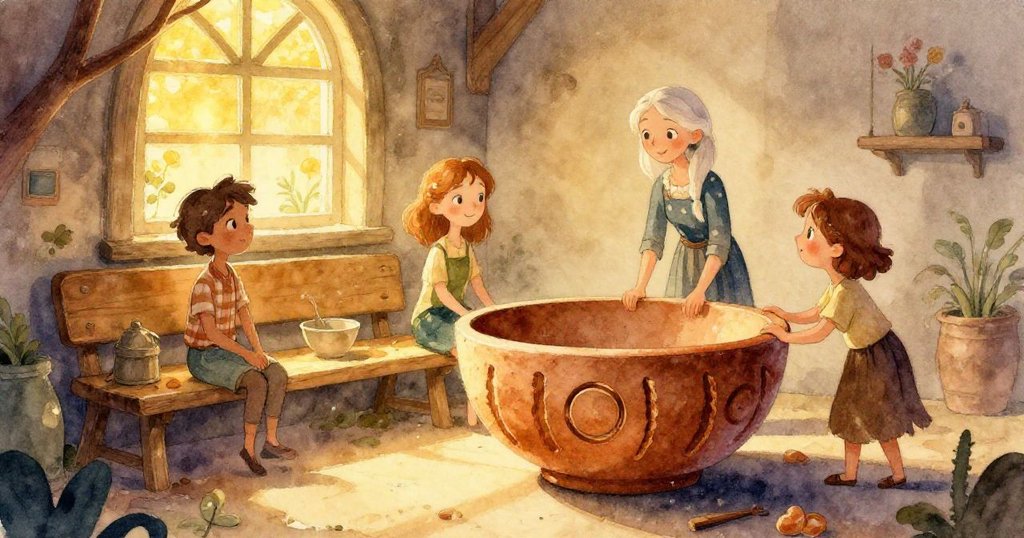 烏薩的手在壓入金屬夾，特寫展示轉盤表面凹刻與微妙的銅色光澤，細節豐富。