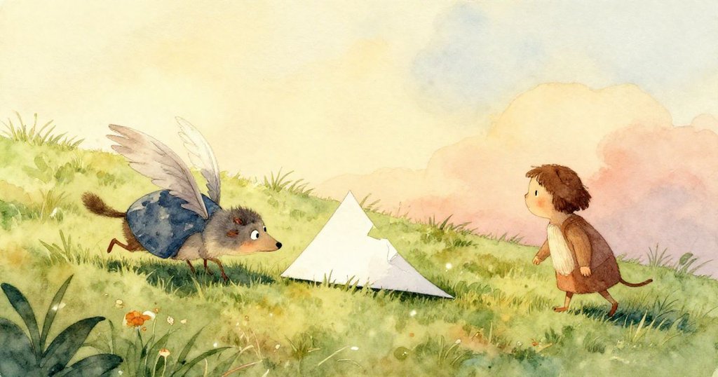 成人在露水草地上用粉筆完成大圓圈，老舊凳子旁光影交錯，懷舊色調喚起溫柔回憶，氛圍靜謐。