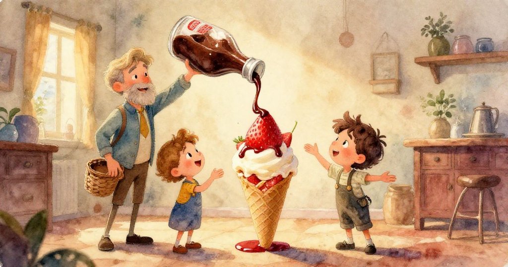 細膩近拍展示巧克力醬在不銹鋼檯面上飛濺展開，流動光澤與空白空間形成強烈視覺效果，情節發展。