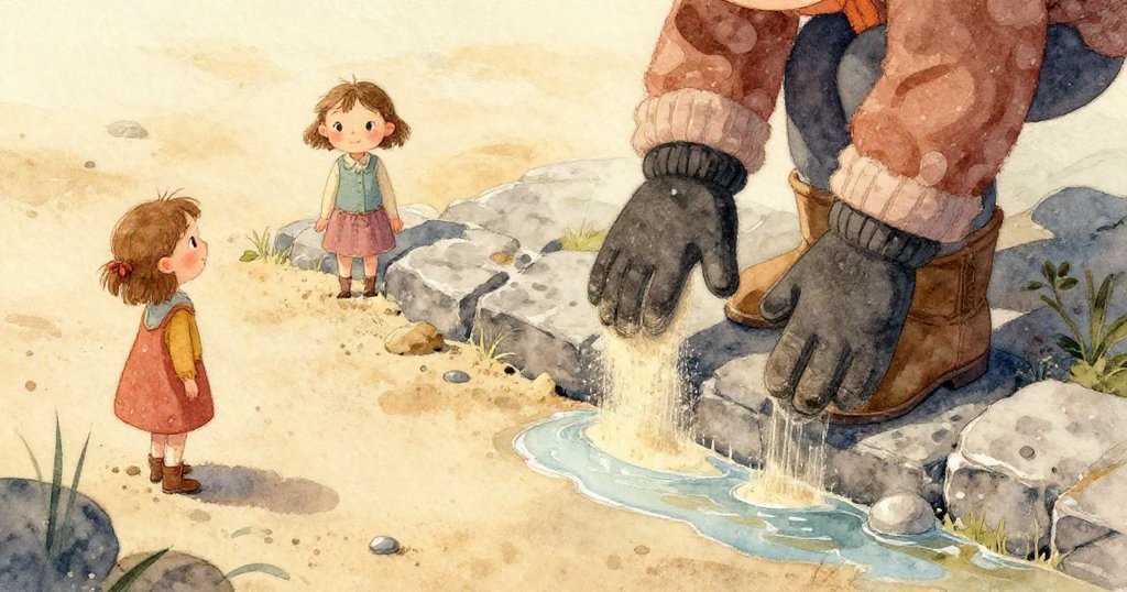 從小樹懶玩偶視角看冰面細節與青綠尼龍,Willa滑行時感受冰滑與自然紋理。