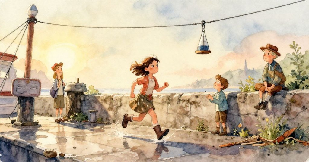 水面流動，石上泛起柔和蒸氣，冰塊溶化於燃油泵旁，自然與工業氛圍交融。