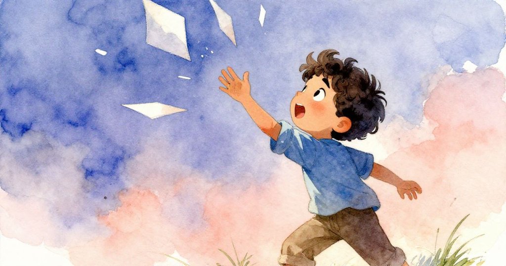 強風掀起紙張角落時,Yves迅速伸手接住紙張,緊張瞬間中流露出堅毅與專注神情