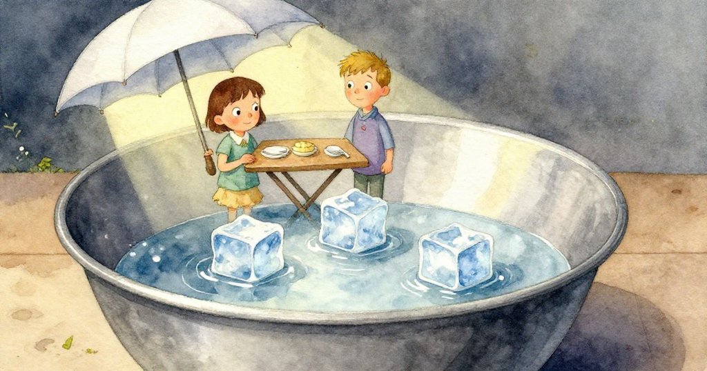 客人提著條紋手提袋走近，濕痕斑駁的價格牌和玻璃瓶旁呈現歲月印記，情景溫暖細膩。